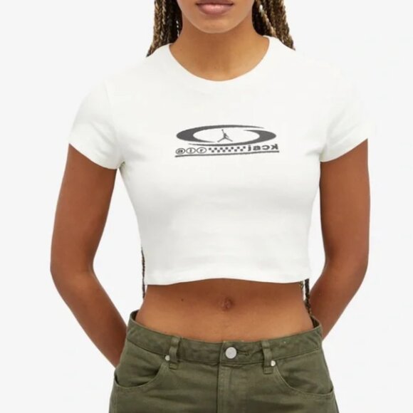 Jordan Tops - Air Jordan x Travis Scott Shirt Womens XS Slim Sail Cropped Crop Top NWT FQ7805